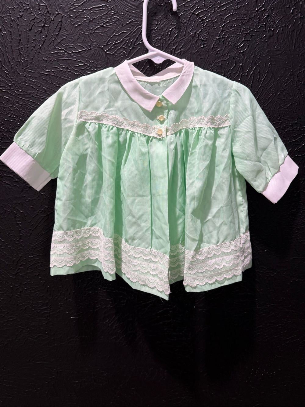 Vintage Mint Green Lace-Trim dress